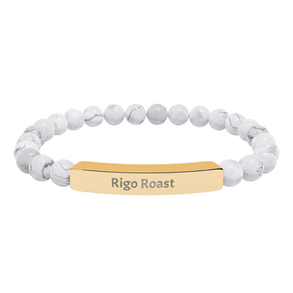 Engravable Natural Stone Stretch Bar Bracelet
