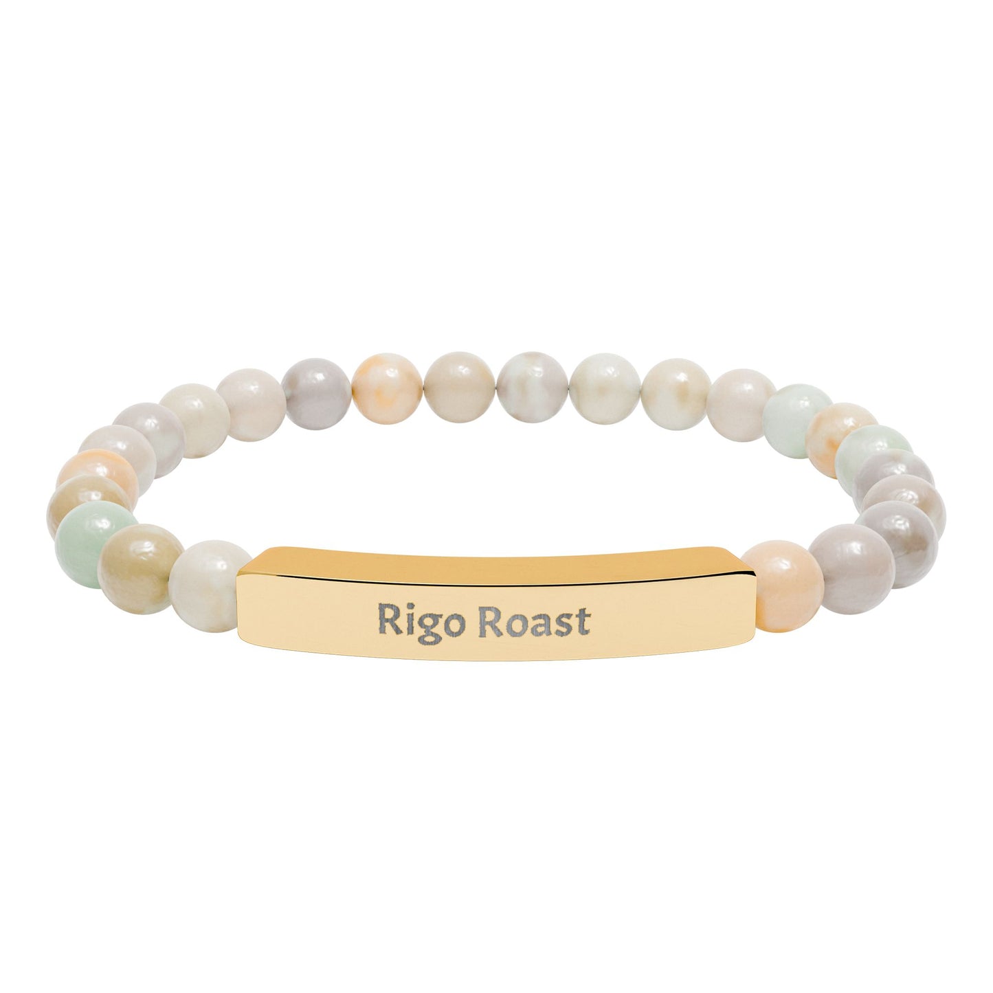 Engravable Natural Stone Stretch Bar Bracelet